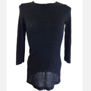 Hard Tail Black Sheer Waffle Knit Tee